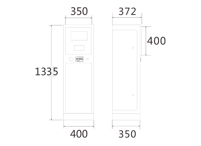 H型黃白出入口控制機(R05)尺寸圖